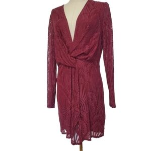 NWT Missguided Burgundy Lace Long Sleeve Dress